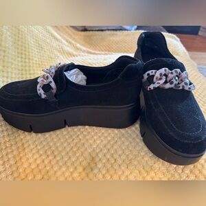 Naked Feet Black Flats with Chunky Platform Sole